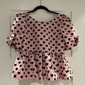 LoveShackFancy pink top with hearts